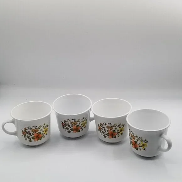 1970s Corelle Corning Indian Summer Coffee Mug Cup Floral Set of 4 - Picture 6 of 9